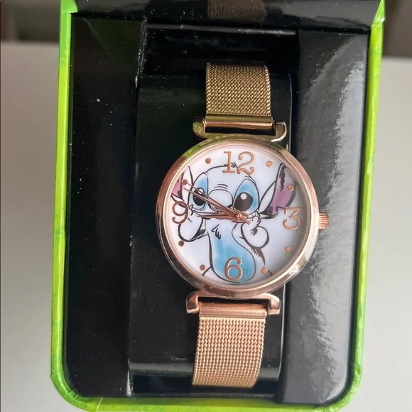 Disney LILO & Stitch NEW! Analog Quartz Wrist Watch Gold Accents, Kids Watch - Picture 1 of 5